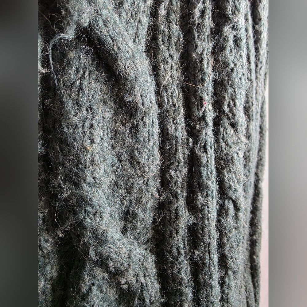 Vtg Mossimo Green Chunky Cable Knit Big Button Cardigan Fishermann Wool Blend XL - Picture 6 of 10